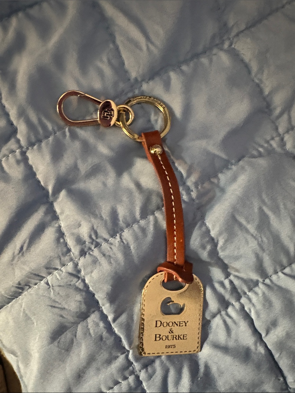 Dooney & Bourke Brown Leather Keychain with Gold Hardware new